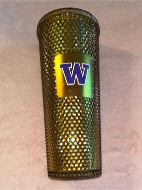 Starbucks gold textured cold cup tumbler 24 oz UW Huskies collegiate